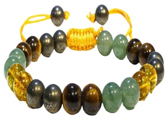 Handmade Crystal Bracelet Set: Pyrite, Aventurine, Tiger Eye, Citrine