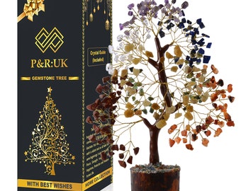 7 Chakra Crystal Tree of Life – Golden Wire Bonsai Decor