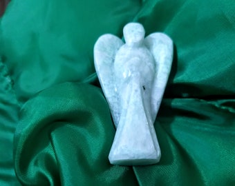 Amazonite Crystal Angel: Hand Carved Gemstone Figurine, Reiki Healing Stone
