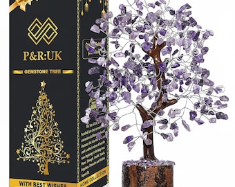 Amethyst Crystal Tree of Life – Silver Wire, Gemstone Bonsai Décor