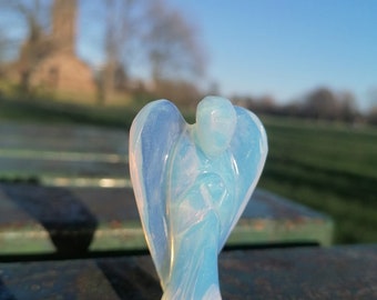Opalite Crystal Guardian Angel: Reiki Healing Gemstone Decor