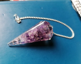 Amethyst Orgonite Pendulum: Crystal Point Dowsing, Reiki Healing