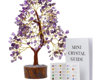 Amethyst Crystal Tree of Life: Golden Wire Bonsai, Handmade