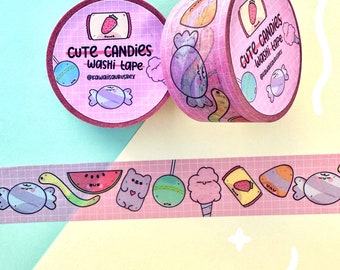 Washi Tape ''Candies'', nastro carino per scrapbooking, nastro washi Planner, nastro per diario Bullet, cancelleria Kawaii, nastro per mascheratura di carta di riso