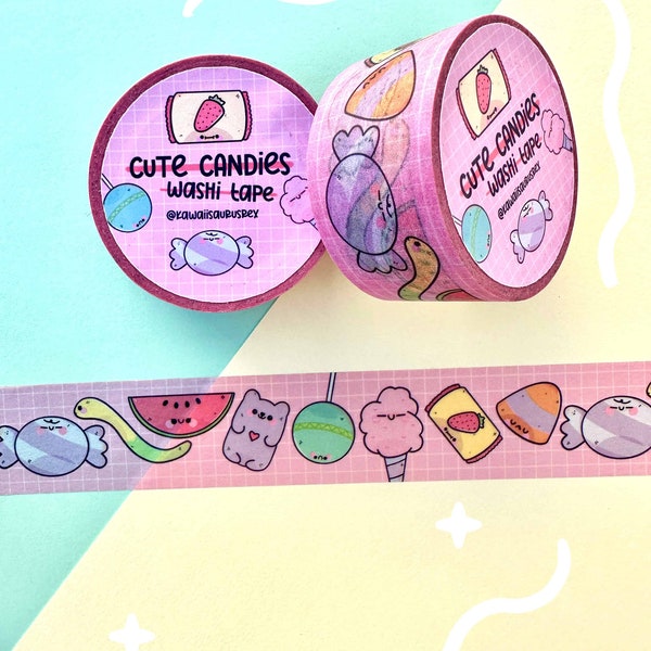 Washi Tape ''Candies'', Ruban mignon pour le scrapbooking, Ruban washi Planner, Ruban Bullet journal, Papeterie Kawaii, Ruban de masquage en papier de riz