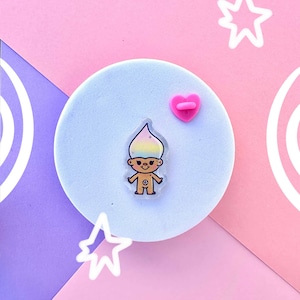Pin &#39;&#39;Cute troll&#39;&#39; - Clear Acrylic Pin - Cute Kawaii Pin - Troll Acrylic Pin - Hat pin - button