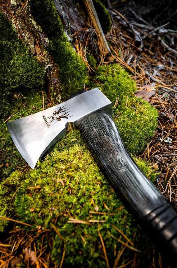 Personalized Axe, Green Night 33 Cm Bushcraft Axe, Glowing at