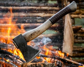 Hand Forged Bushcraft Axe: Personalized Forest Camping Hatchet