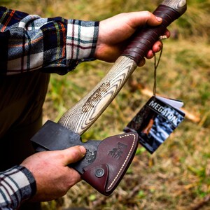 Megaton Vidar 33 cm Bushcraft Axe, Forest Axe, Middle Carving ,Hiking Hatchet, Camping Axe, Gifts For Him, Personalized Axe image 7