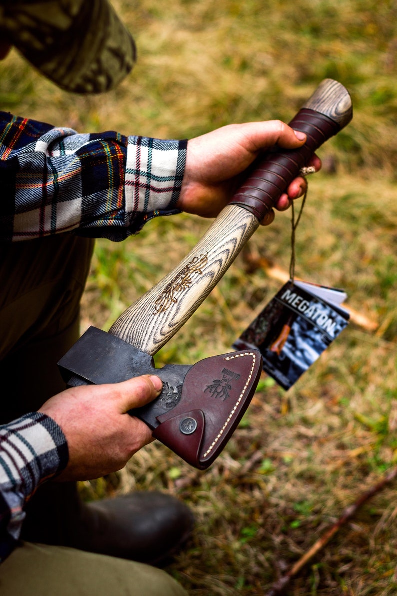 Megaton Vidar 33 cm Bushcraft Axe, Forest Axe, Middle Carving ,Hiking Hatchet, Camping Axe, Gifts For Him, Personalized Axe image 7