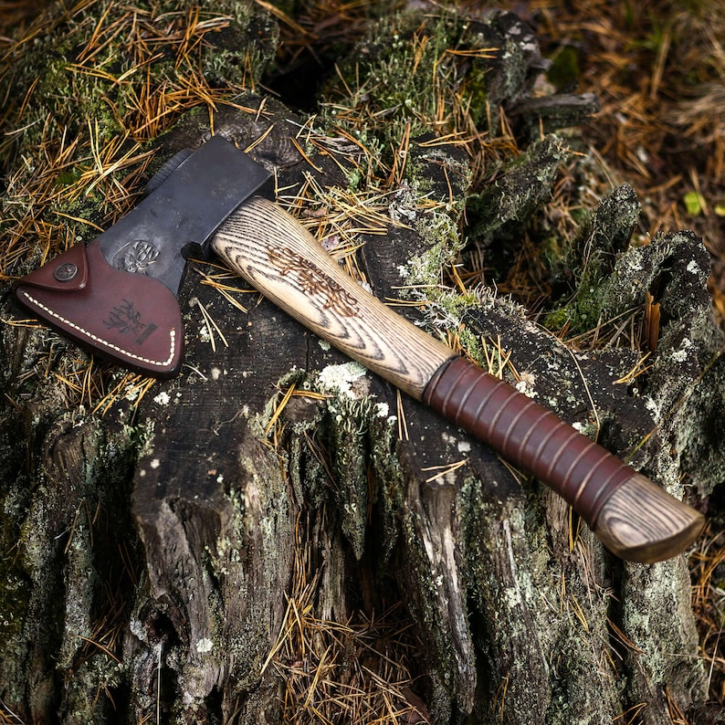 Megaton Vidar 33 cm Bushcraft Axe, Forest Axe, Middle Carving ,Hiking Hatchet, Camping Axe, Gifts For Him, Personalized Axe image 4