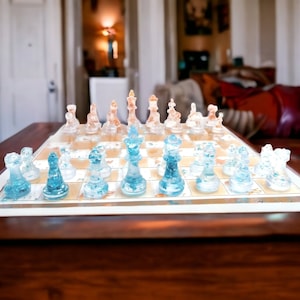 Colorful Glow In The Dark Resin Chess Set.