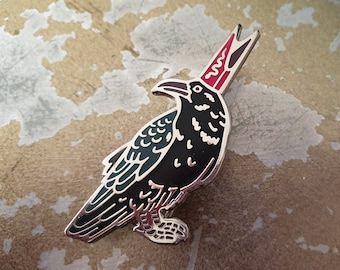 WITCHES RAVEN PIN // Goya inspired crow enamel pin badge / witchy, goth, inquisition, animal, dark art, macabre, red hat, horror, poe