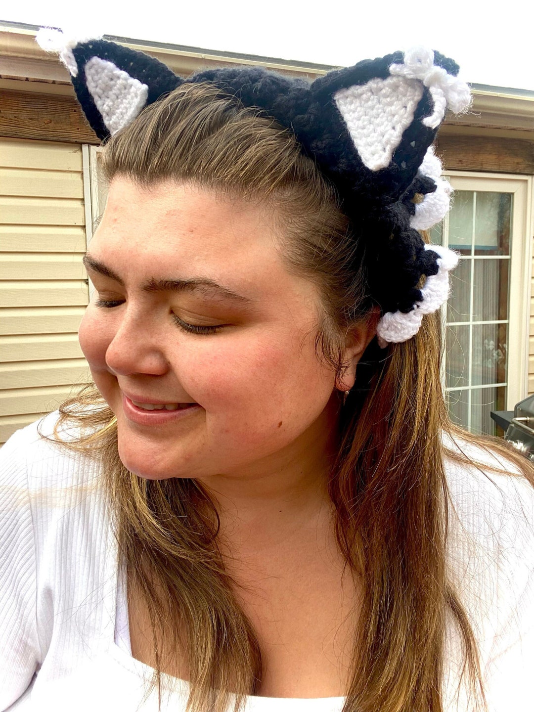 Cat Ear Bandana Crochet Pattern Digital Download PDF / Cottage Core
