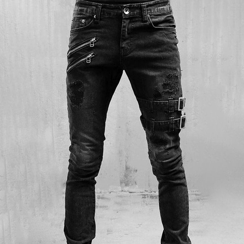 Jeans negros rasgados Etsy