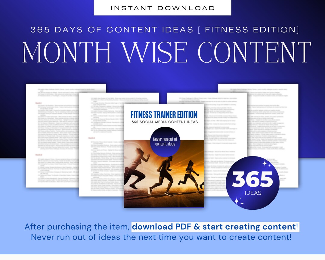 365 Days of Fitness & Nutrition Content Ideas Content Ideas for Fitness Trainers, Content
