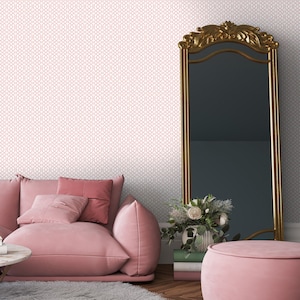 LATTICE Pink-Wall Decor Luxury Geometric Wallpaper Roll Self-Adhesive Peel and Stick Removable and Repositionable Canvas Texture