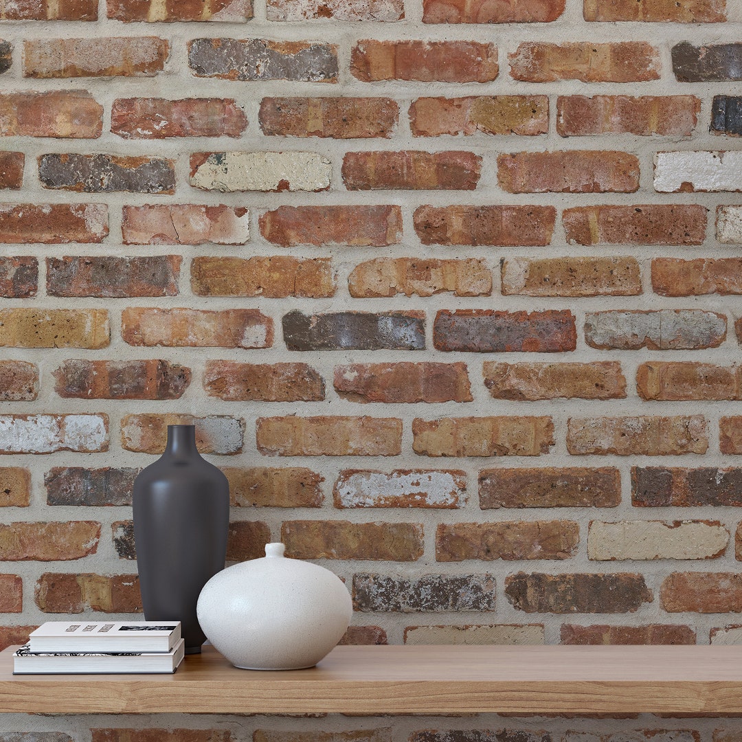 Tuscany Brick Wall Mural: Peel and Stick Canvas Wallpaper - Etsy