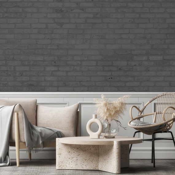 GRAY BRICK Wall Decor Luxury Brick Wallpaper Brick Wall Etsy