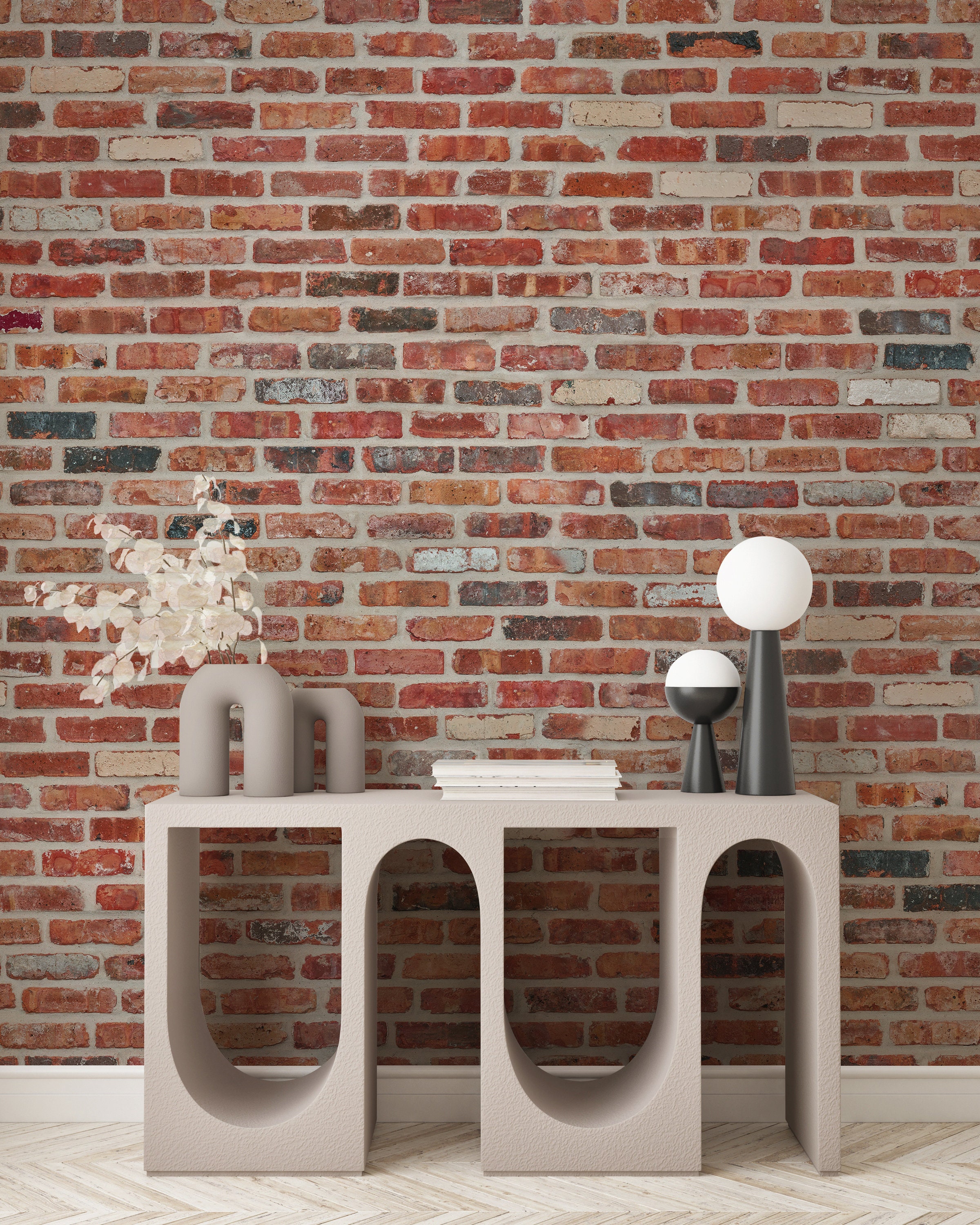 Chestnut Brick Wall Mural: Peel and Stick Canvas Wallpaper - Etsy