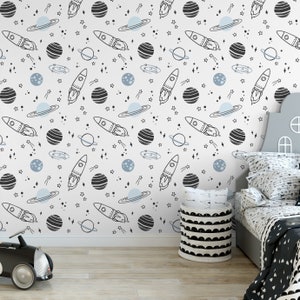 GALAXY Blue-Wall Decor Luxury Nursery Wallpaper Roll Self-Adhesive Peel and Stick Removable and Repositionable Canvas Texture