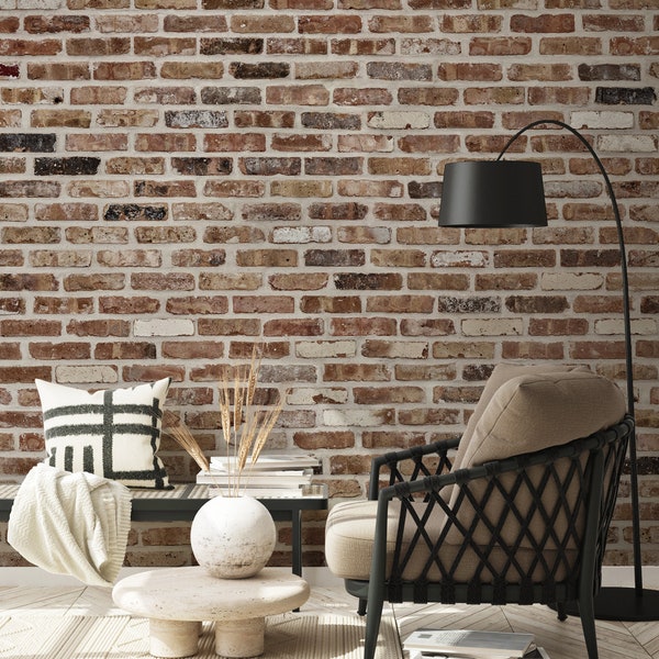 Cocoa Brick Wall Mural - Peel and Stick Canvas Wallpaper