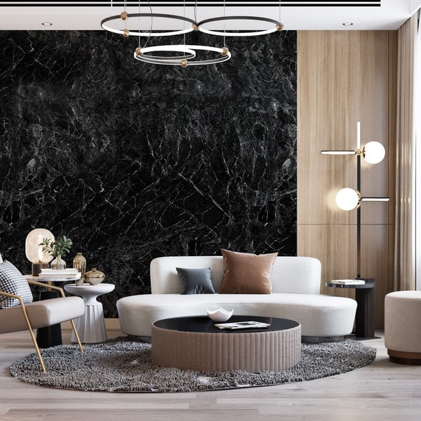 Black Marble Wallpaper - Etsy