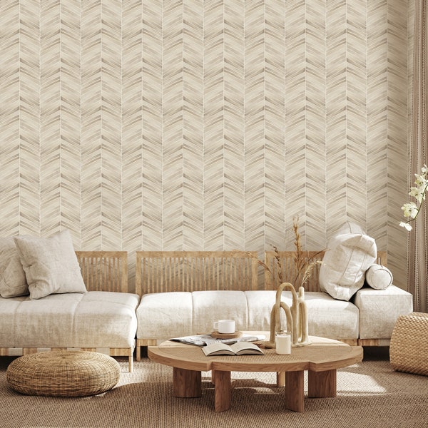 HERRINGBONE Tan-Wall Decor Luxury Floral Wallpaper Roll Self-Adhesive Peel and Stick Removable and Repositionable Canvas Texture