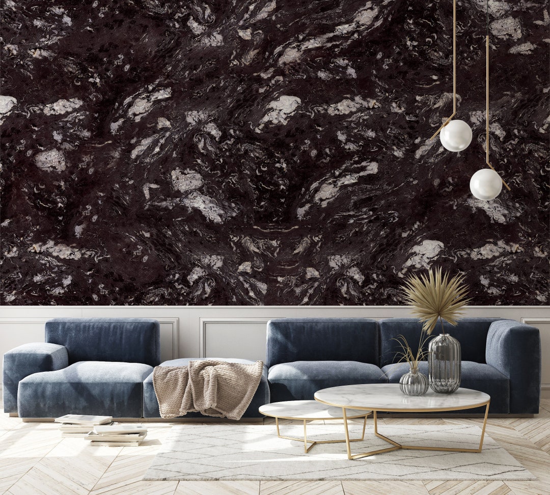 TITANIUM Black-wall Decor Luxury Black Marble Wallpaper Stone - Etsy