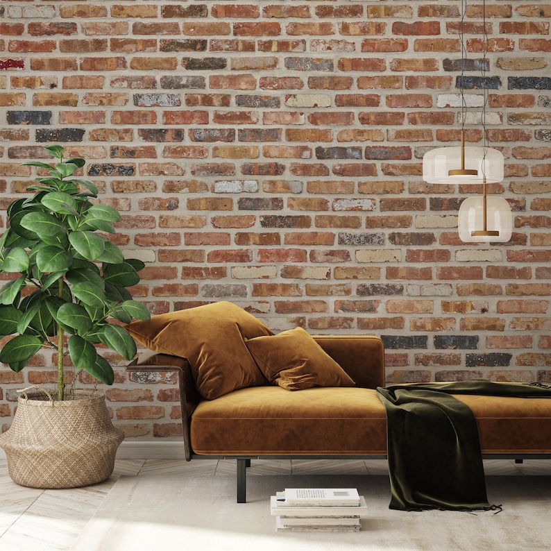 Tuscany Brick Wall Mural: Peel and Stick Canvas Wallpaper - Etsy