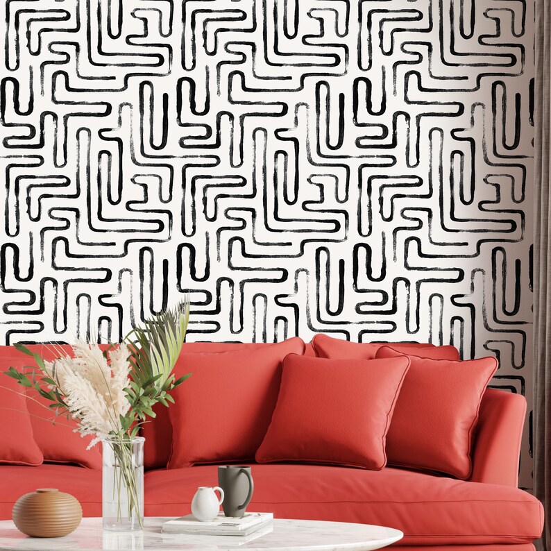 LOOPS Blackwall Decor Luxury Geometric Wallpaper Roll Etsy