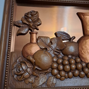 Vintage Copper Craft Framed Still-life 3D 1970s