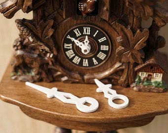 Cuckoo Clock Hands without Bushing – White | 24–85 mm | Square Hole 2×2 mm