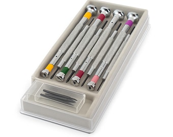 AUGUSTA Watchmaker Screwdriver Set 7 pcs – Precision Slotted Tools with Spare Blades