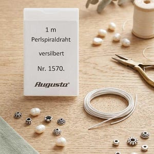 Verzilverd parelspiraaldraad 1 meter / zilveren sieradendraad / pareldraad / DIY parelkettingen