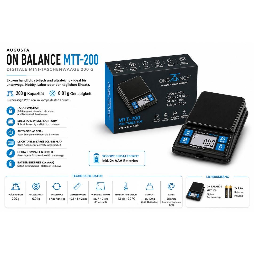 Nass Digitale Taschenwaage MH-200 - mit Tare- und Auto-Off-Funktion