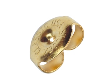 Ear Nut Closure for Stud Earrings Surgical Steel Gold Plated