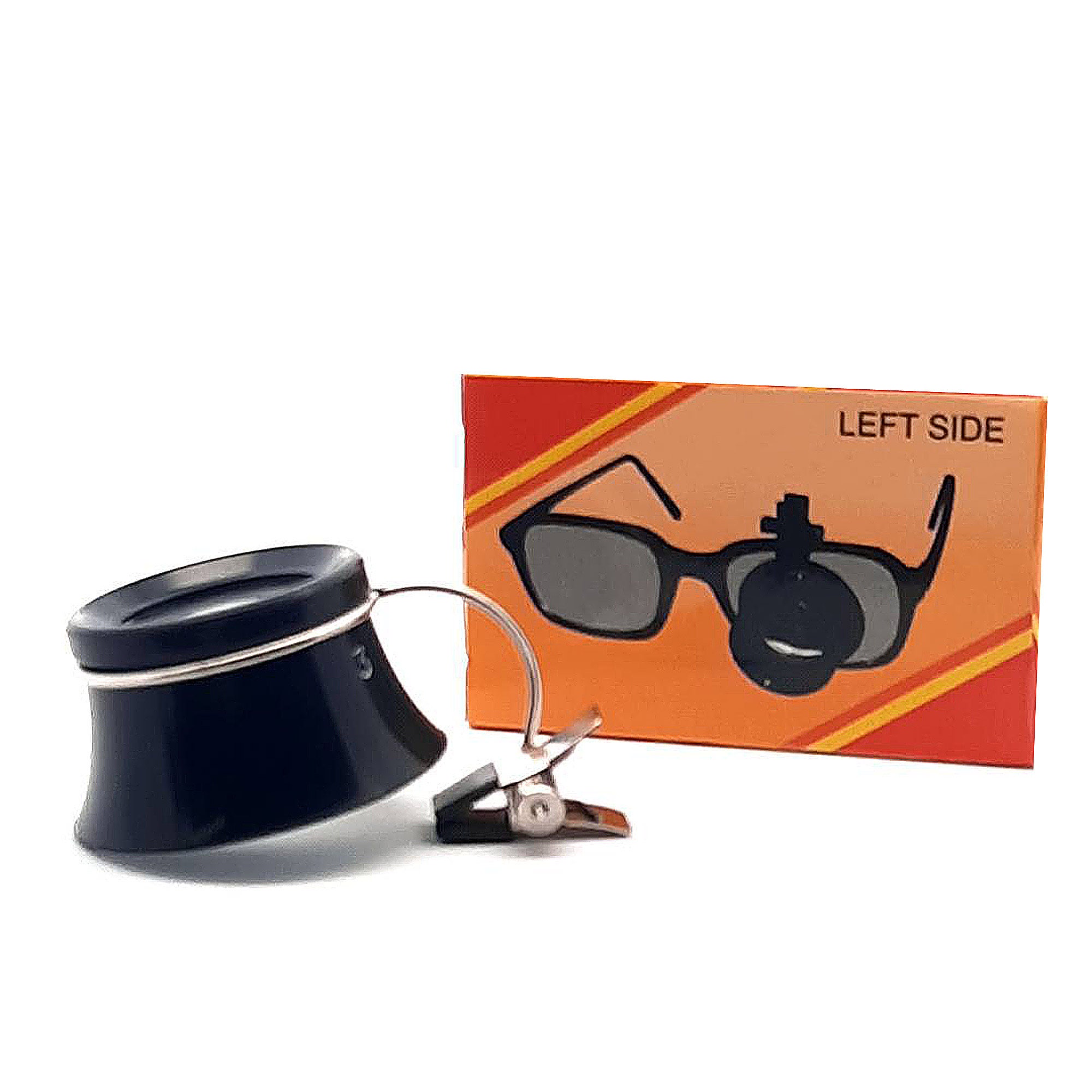 Metal Watchmakers loupe clips to glasses, All metal construction