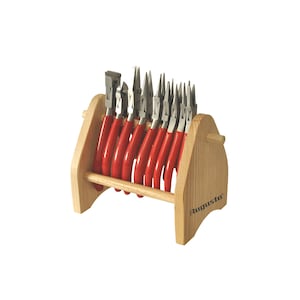 AUGUSTA watchmaker pliers set with 9 different pliers on practical wooden stand
