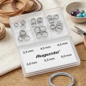 Set bindringen buigringen splitringen 925 zilver rond, zilver 3,5 - 6,0 mm