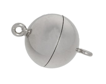 AUGUSTA Magnetic Clasp Ball – 925 Sterling Silver Rhodium Plated – 8 / 10 / 12 mm