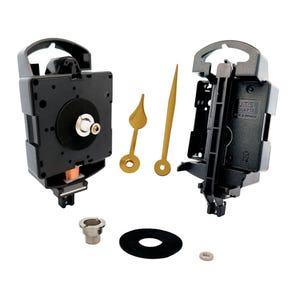 May include: Clock movement kit with black plastic housing, gold-colored hands, and a black washer. The clock movement has a white label that reads "JITS QUARTZ MADE IN GERMANY".