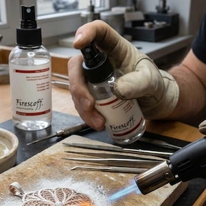 Firescoff Flux & Anti Oxidant 120ml | Ceramic Solder Shield Gold,  Silver | Jewelers Spray Soldering Flux Jewelry Making Tool
