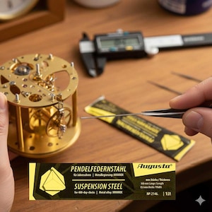 AUGUSTA Nivarox pendelfjäderstål för jubileumsklockor | Precisionsfjäderstål 0,04 mm-0,12 mm | Urmakarreservdel för regulatorer och torsionspendelklockor