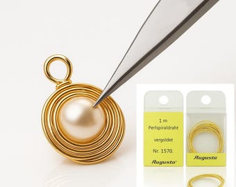 Bead spiral wire gold plated 1 meter / Golden bead spiral wire / Bead wire / DIY bead necklaces - crochet string of pearl
