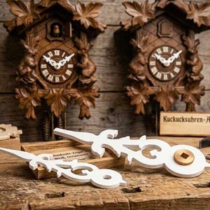Cuckoo Clock Hands Set with Brass Bushing – White | 20–70 mm | Replacement Pair