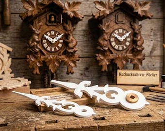 Lancette per orologi a cucù Lancette per orologi a cucù in plastica bianca con rivestimento in ottone / Lancette per orologi a cucù