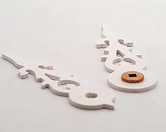 Hands for cuckoo clocks Clock hands white plastic with brass lining / Cuckoo clock hands / Clock hands