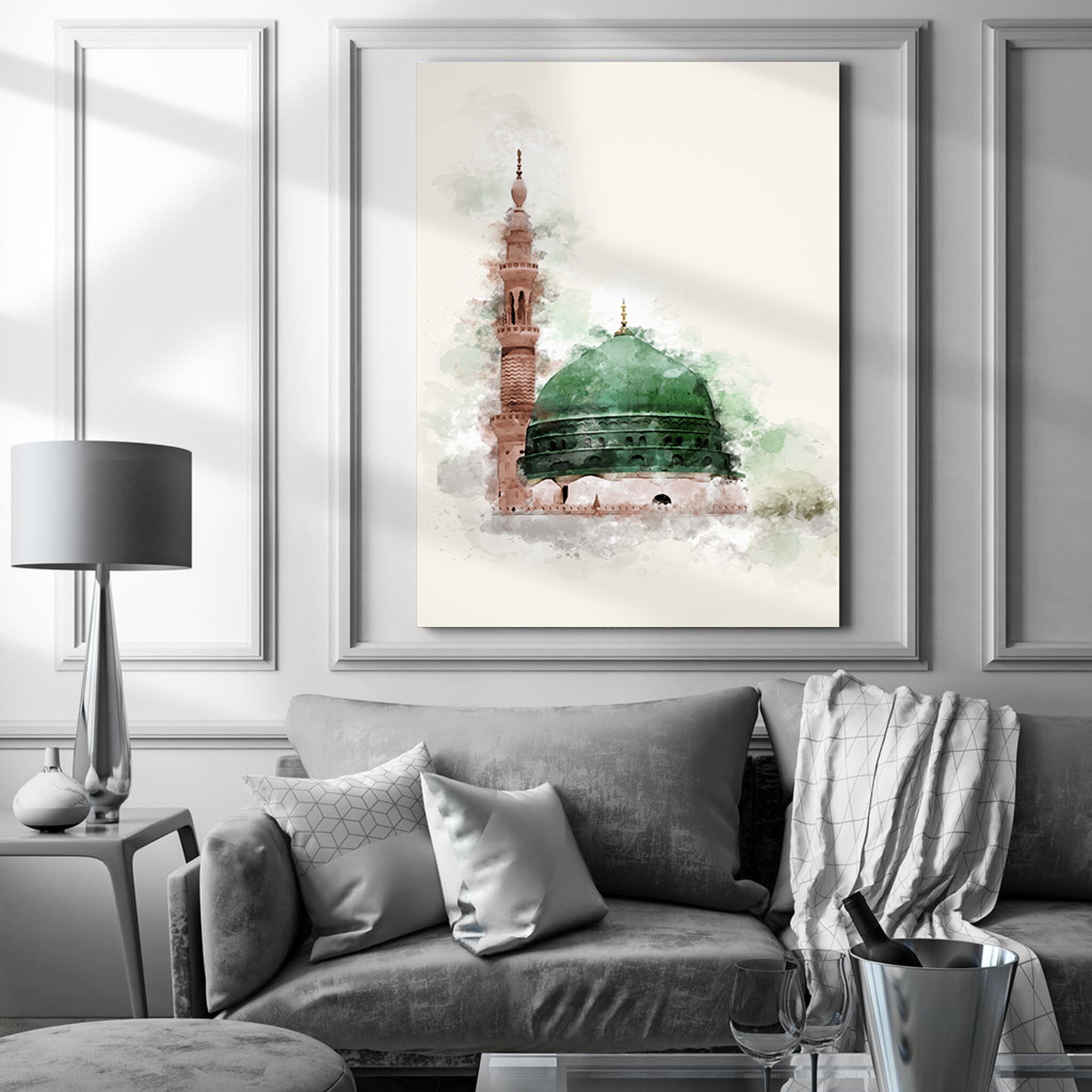 Masjid An Nabawi -Quwwata Éilla Billah Impression sur Toile d'art Mural Islamique, Cadeaux de L'aïd,