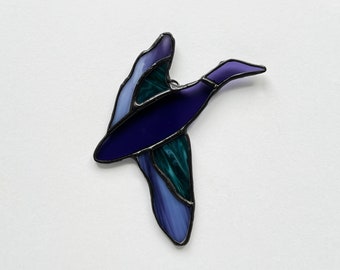 Stained Glass Purple and Teal Duck Suncatcher Ornament